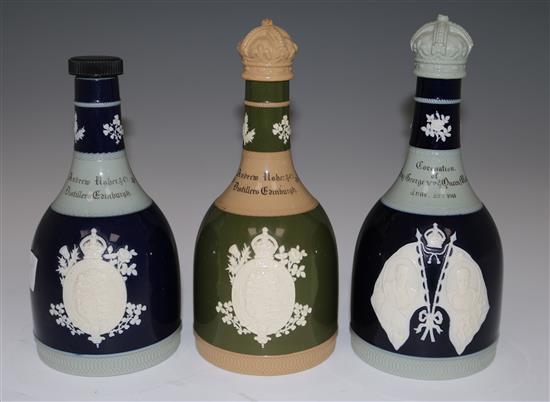 Three Copeland Spode Royal commemorative decanters